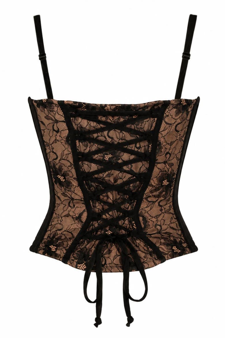 Mega Sculpting Lace Corset Top, Alternate, color, Lace Black/Tawny