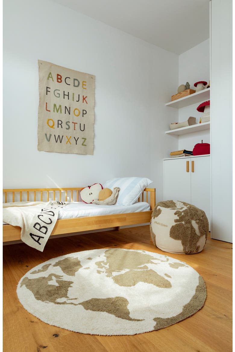 RugCycled World Map Washable Cotton Blend Rug, Alternate, color, NATURAL SOIL BROWN