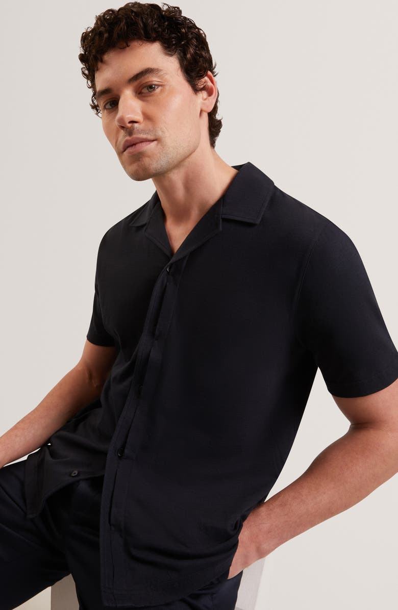 Ted Baker Fendry Cotton & Linen Knit Camp Shirt, Alternate, color,