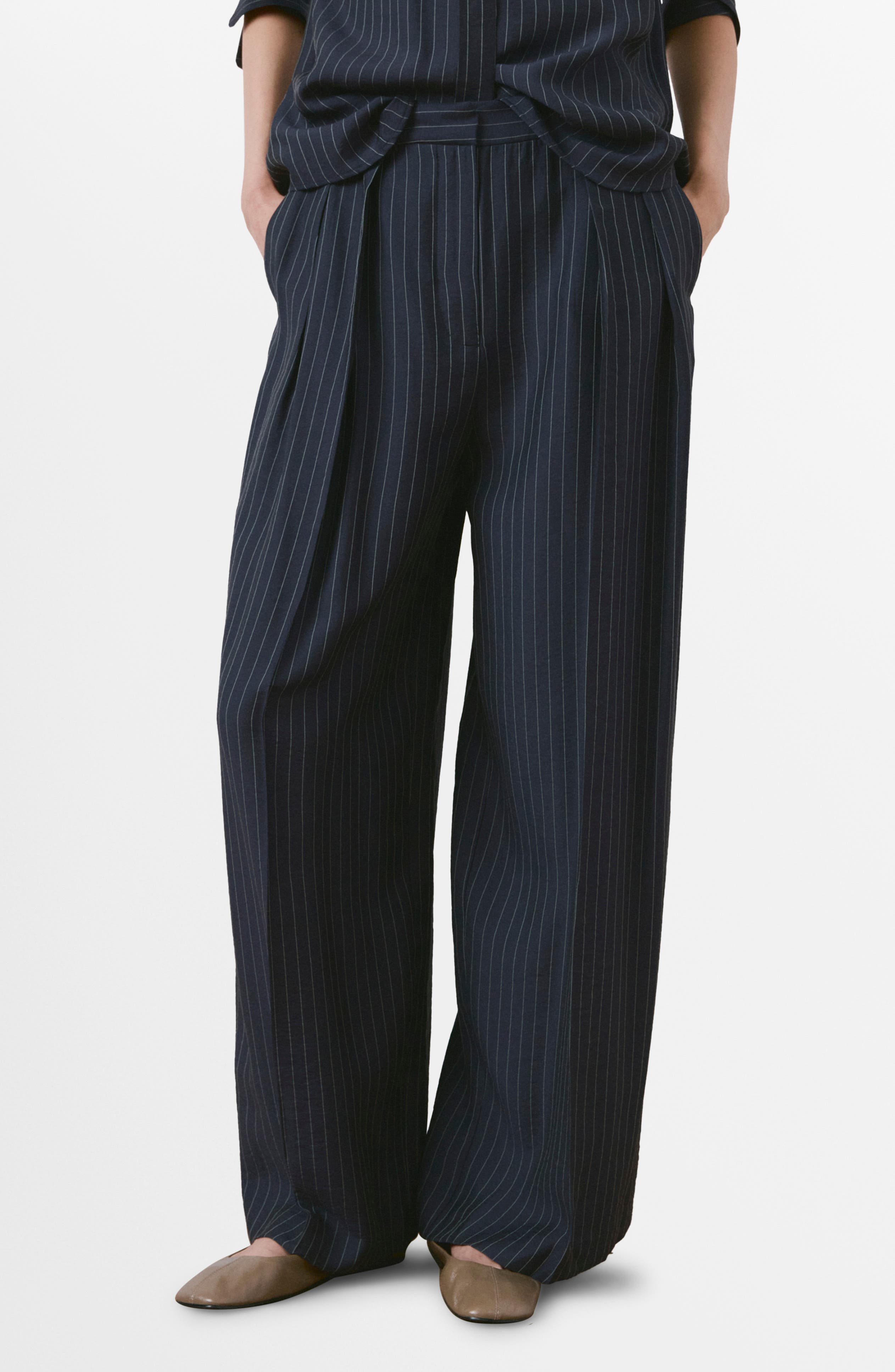 Pinstripe Wide Leg Pants