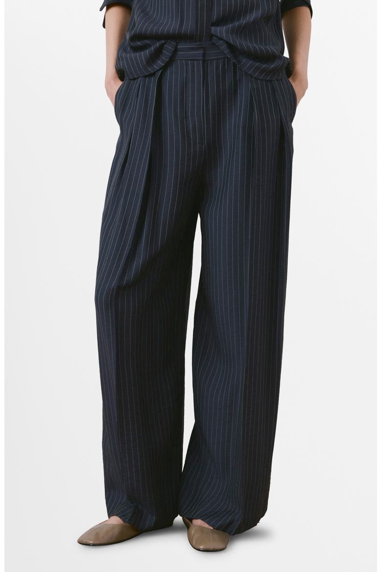 Pinstripe Wide Leg Pants, Main, color, NAVY