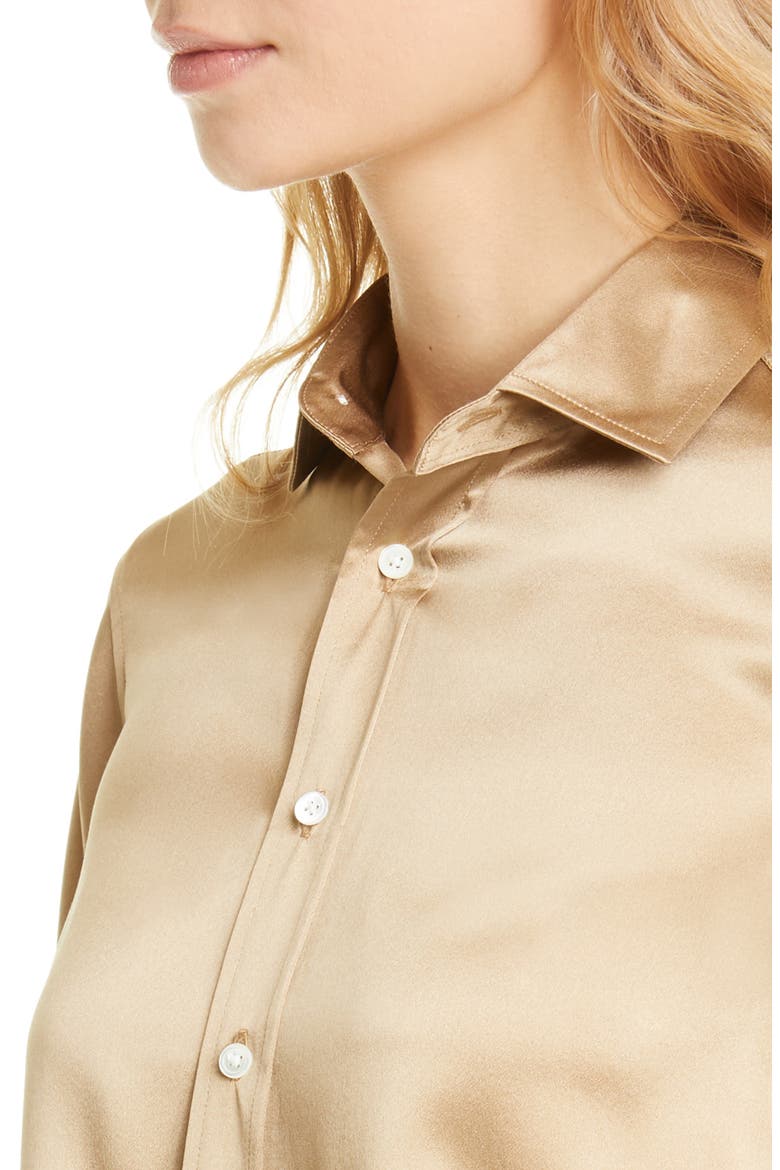 Silk Charmeuse Blouse, Alternate, color, MONTANA KHAKI