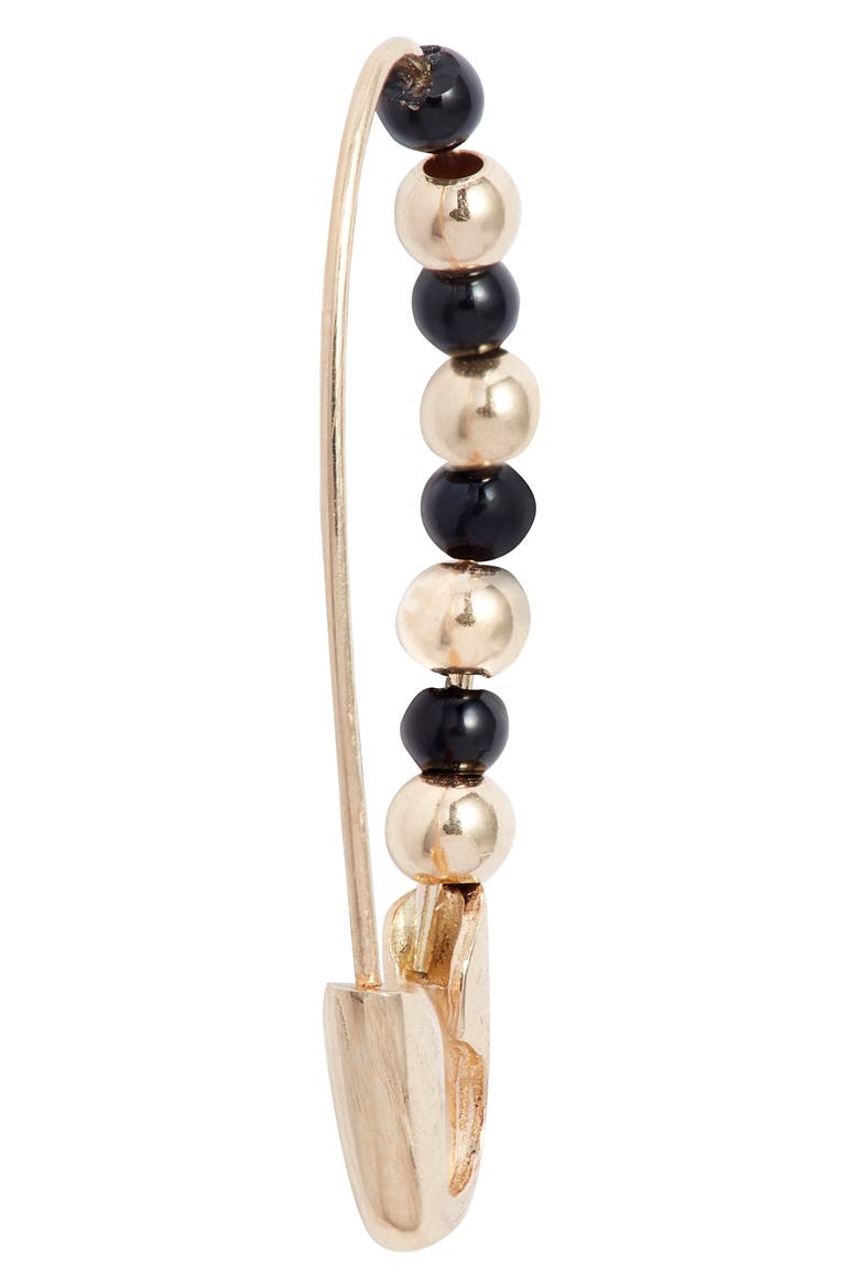 Friendship Onyx & 14K Gold Safety Pin Earring, Alternate, color, YELLOW GOLD/ BLACK ONYX