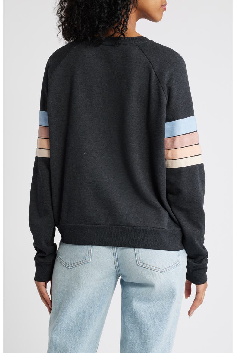 High Tide Stripe Raglan Sleeve Sweatshirt, Alternate, color, BLACK MARLE