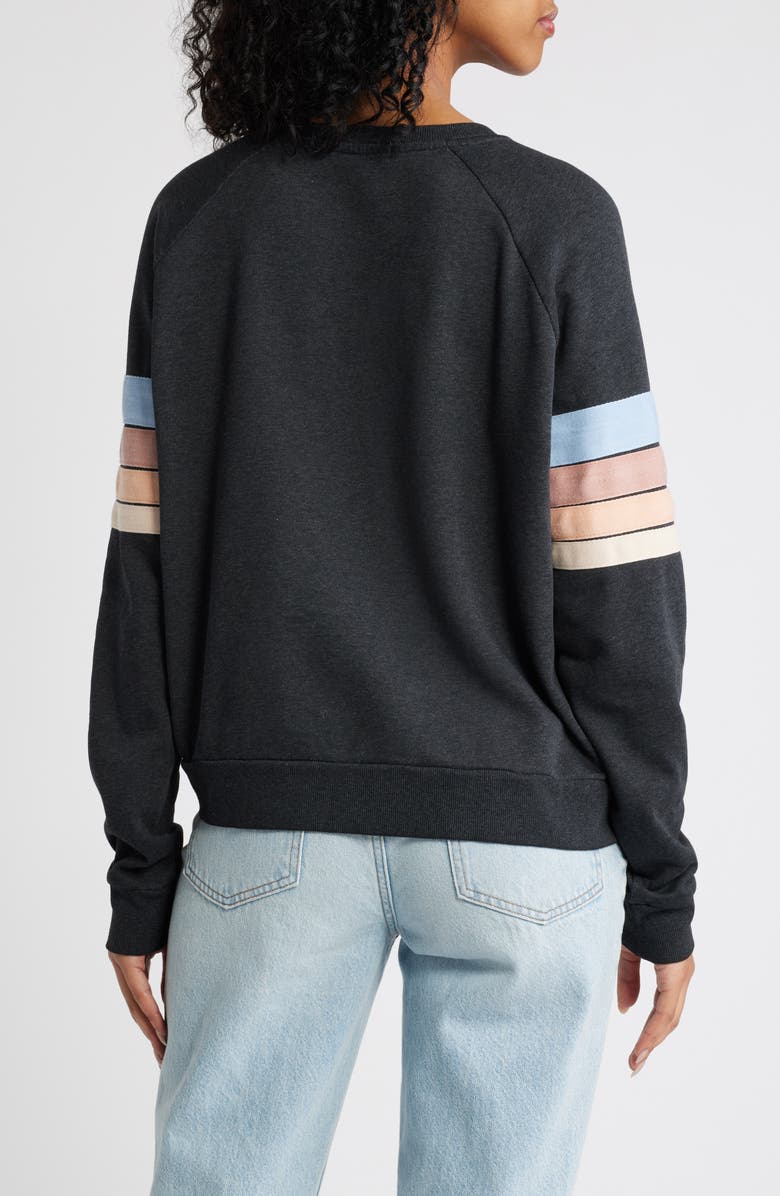 Rip Curl High Tide Stripe Raglan Sleeve Sweatshirt, Alternate, color, Black Marle