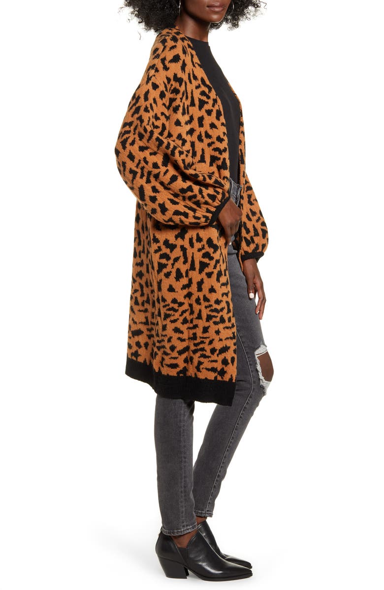 Angie Animal Jacquard Long Cardigan, Alternate, color, 