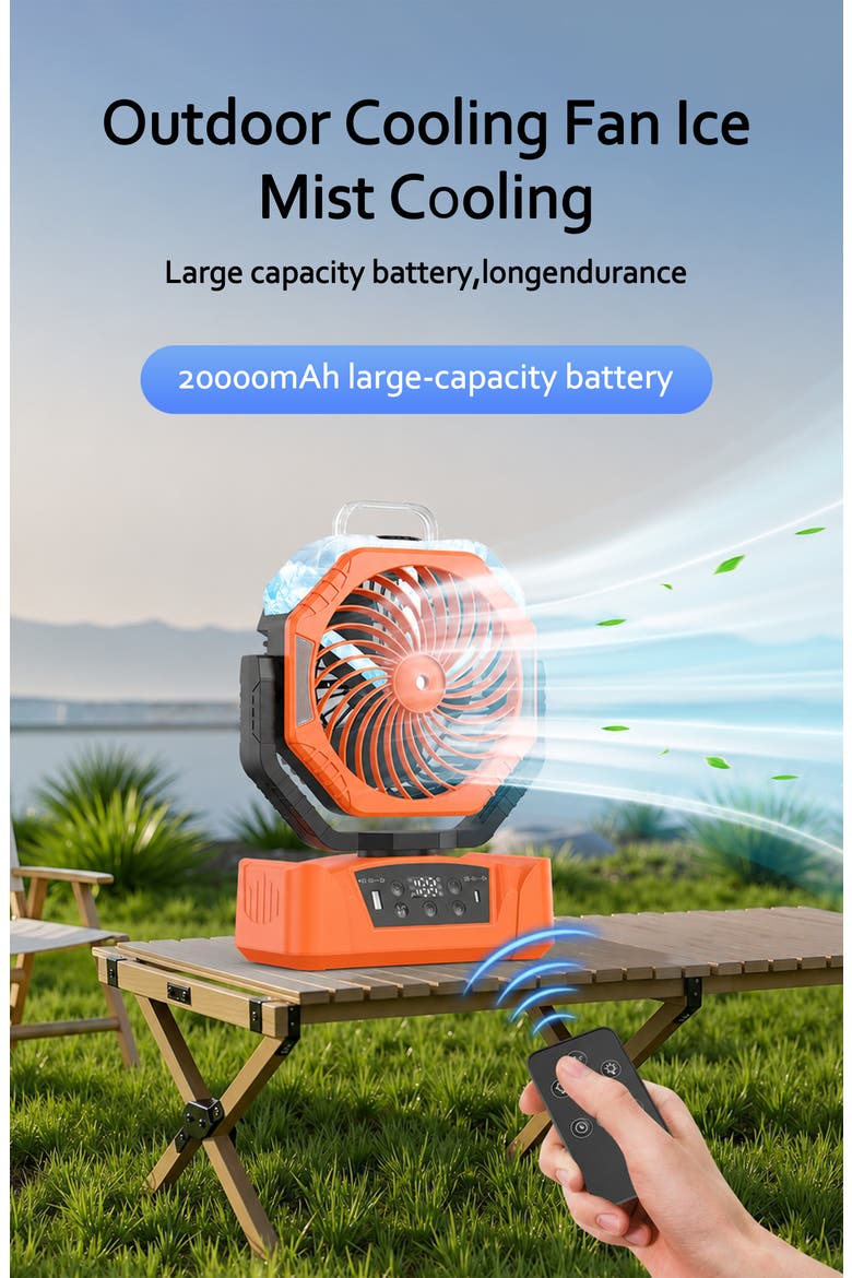Outdoor Misting Fan, Alternate, color, Orange with black accents