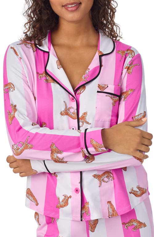 Room Service Pjs Print Long Sleeve Long Pajamas In Pink