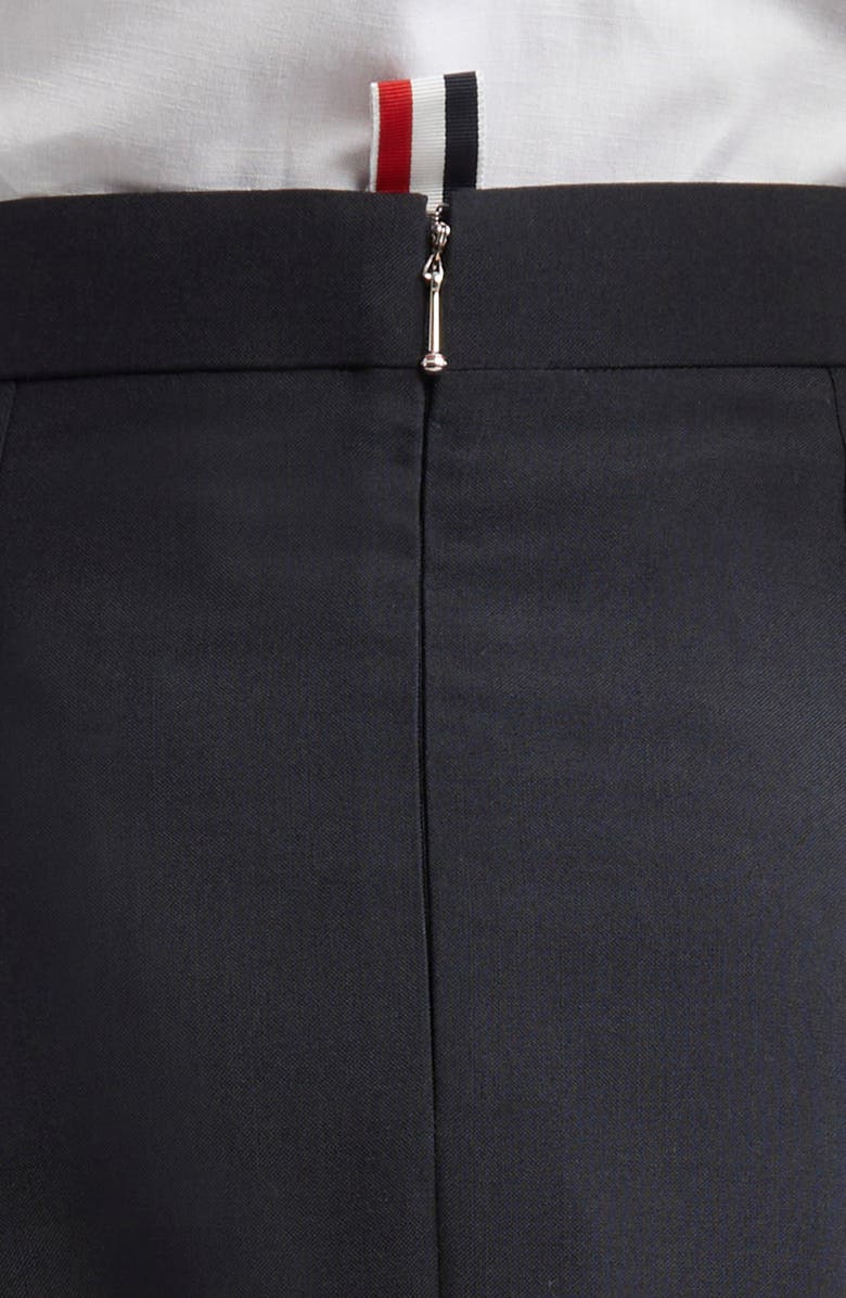 Thom Browne Wool Blend A-Line Midi Skirt, Alternate, color, Black