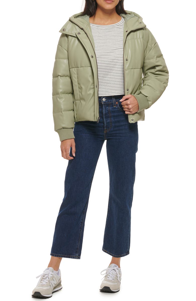 Levi's Water Resistant Faux Leather Puffer Jacket, Alternate, color, 