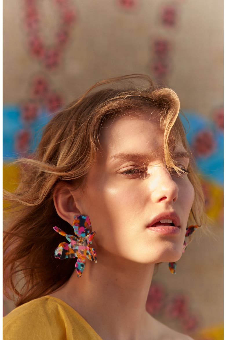 Crystal Clip-On Drop Earrings, Alternate, color, HONEY BLUSH