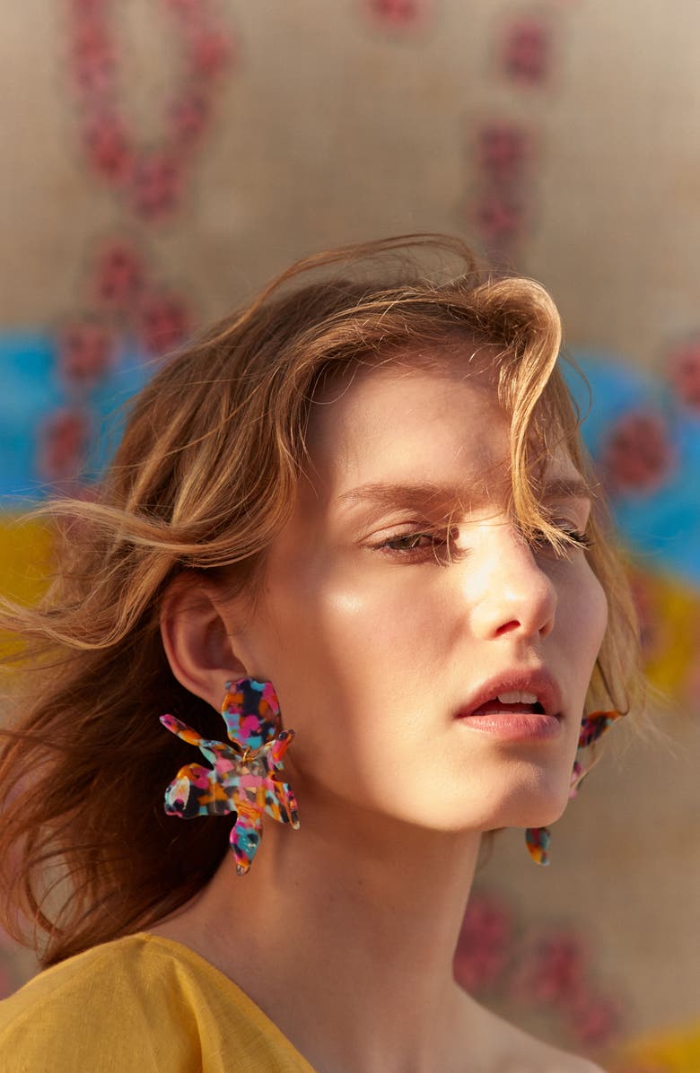 Lele Sadoughi Crystal Clip-On Drop Earrings, Alternate, color, Jet