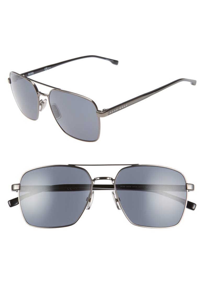 58mm Navigator Sunglasses, Main, color, DARK RUTHENIUM BLACK