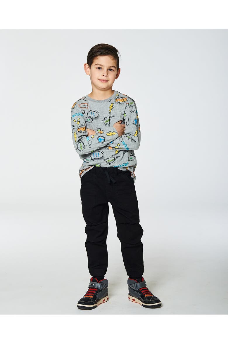 Little Boy's Long Sleeve Printed T-Shirt Gray Mix, Alternate, color, Light Heather Grey