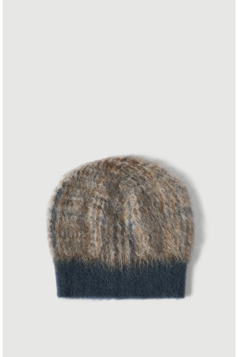 Mohair and would Prince of Wales double knit beanie, Main, color, Dark Grey