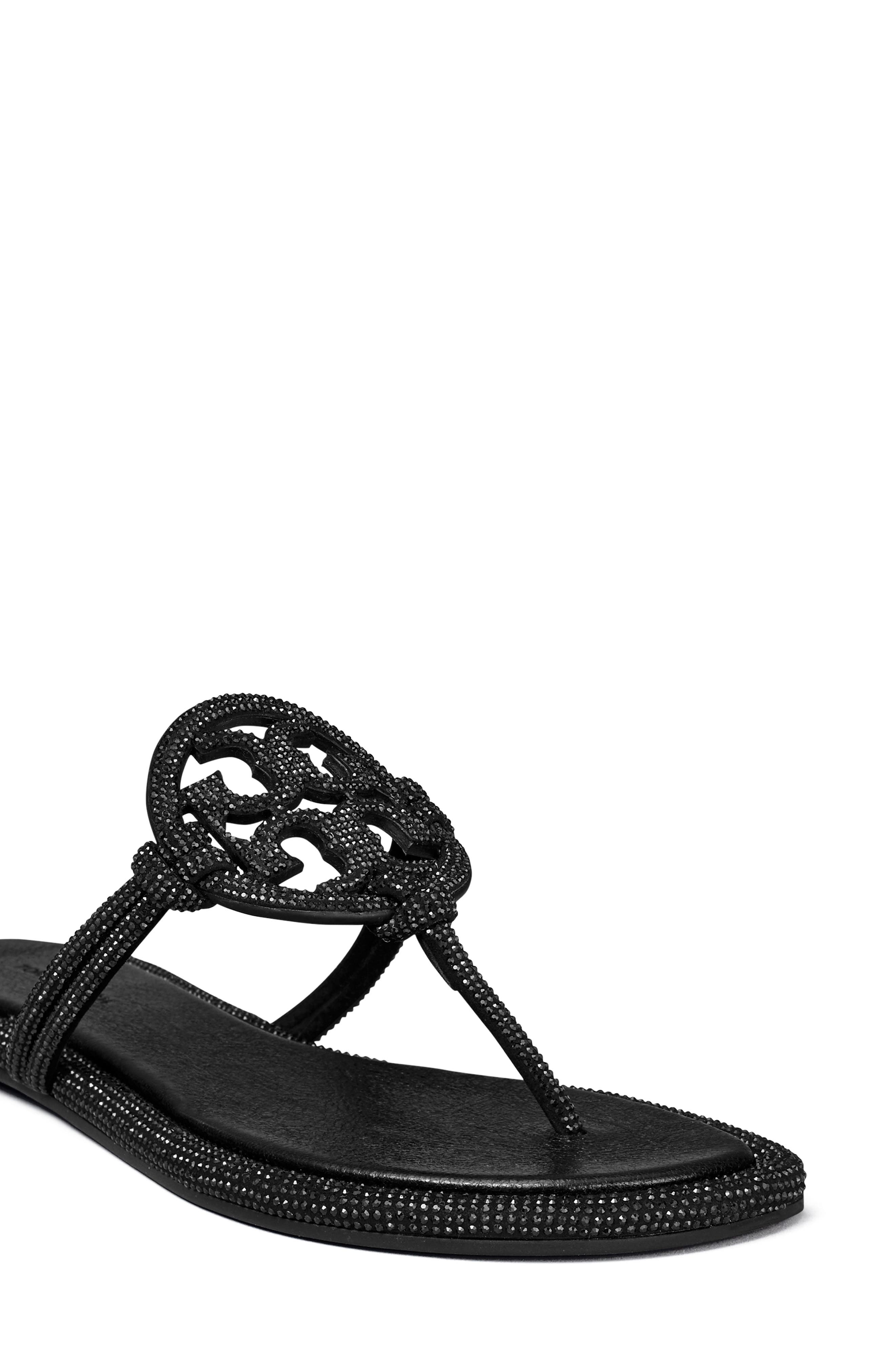Tory Burch Miller Knotted Pavé Thong Sandal, Alternate, color, Perfect Black