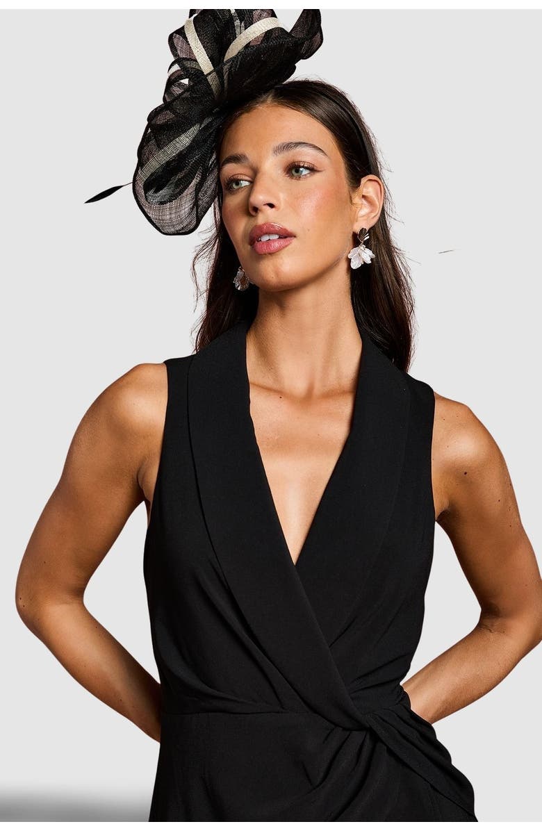 Coast Shawl Collar Ruffle Hem Midi Dress, Alternate, color, Black