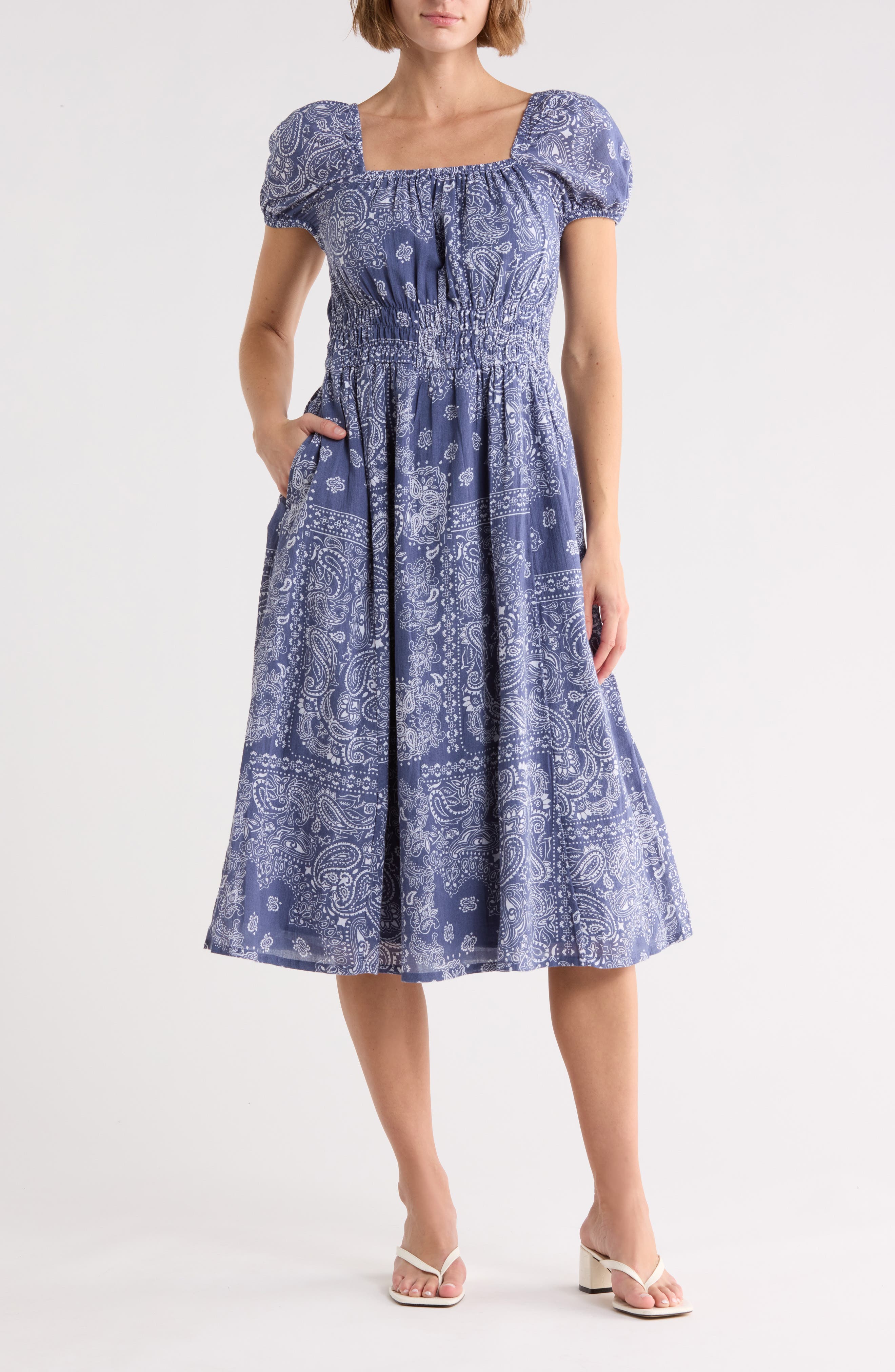 Melrose and Market Puff Sleeve Midi Dress