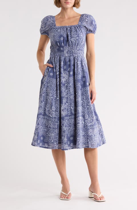 Puff Sleeve Midi Dress
