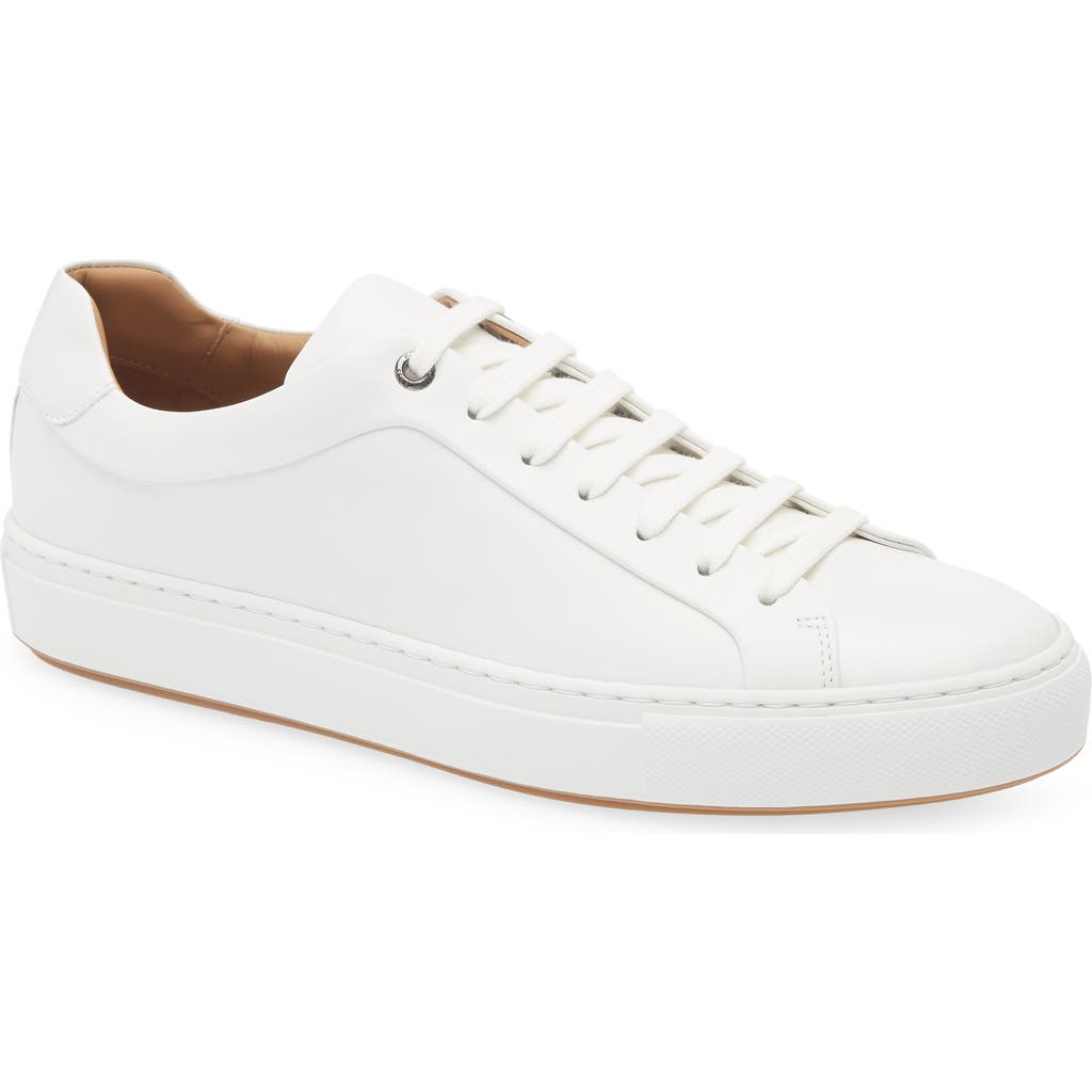 Hugo Boss Gary Tenn Mens Leather Low-top Trainers With Branded Lace Loop Nos In White