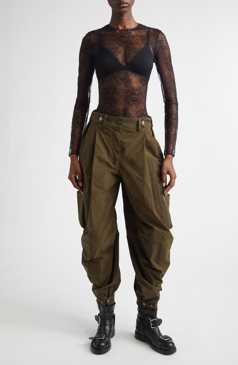 Dolce&Gabbana Waxed Faille Barrel Leg Cargo Pants, Alternate, color, Marrone Scuro
