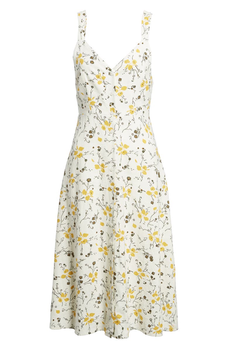 BP. Floral Print Tie Back Midi Dress, Alternate, color, 