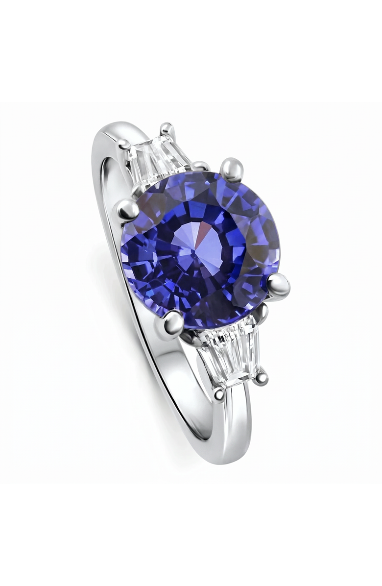 Bliss Diamond Certified 4.71Ct Tanzanite Sapphire & Diamond Engagement Gold Lab Grown, Alternate, color, 10K White Gold