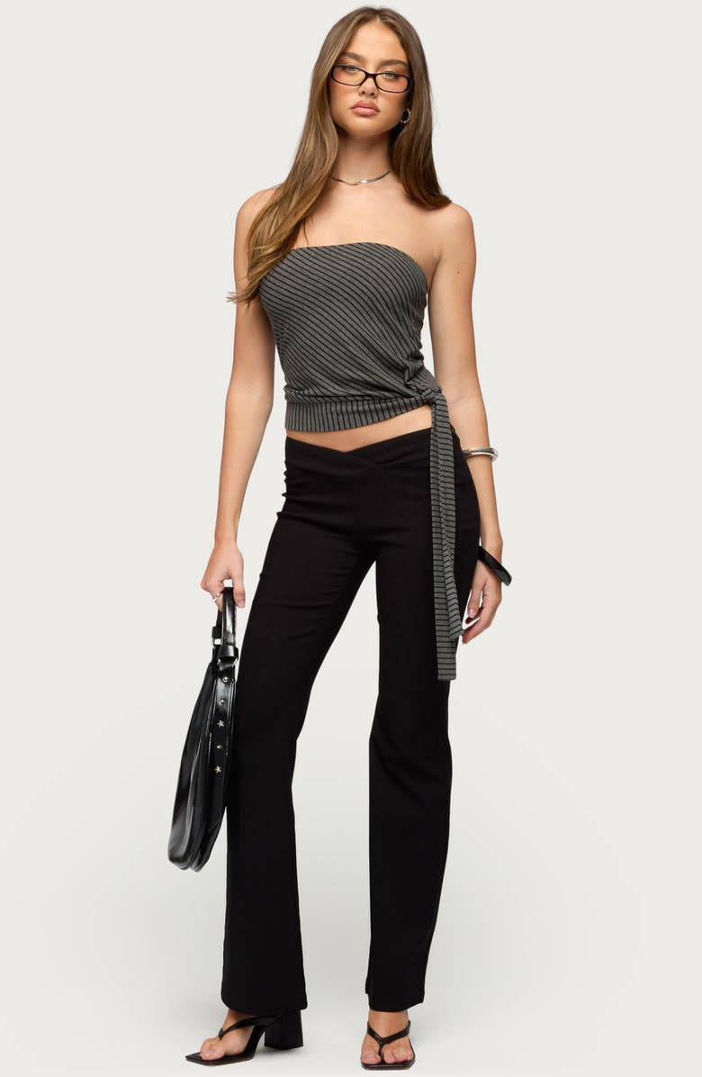 EDIKTED Margotte Stripe Strapless Top, Alternate, color, Black-And-Gray