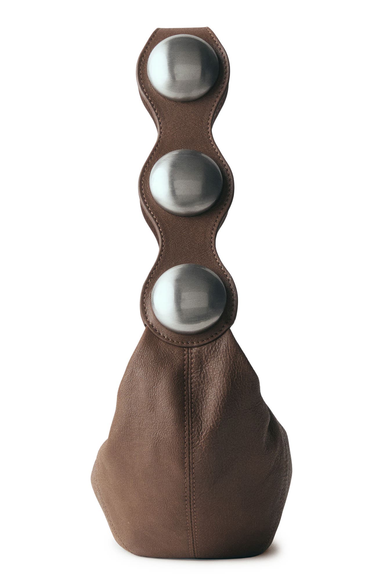 MANGO Studded Leather Hobo Bag, Alternate, color, 