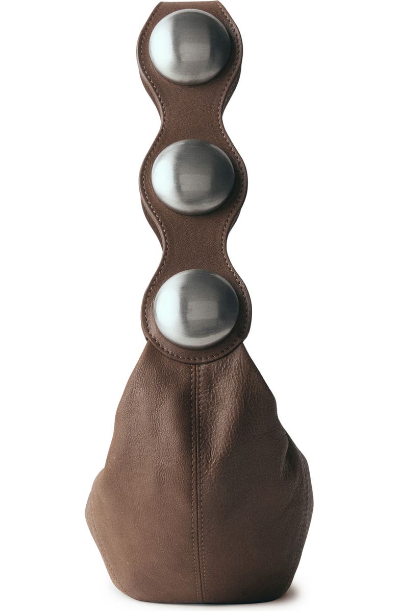 MANGO Studded Leather Hobo Bag, Alternate, color,