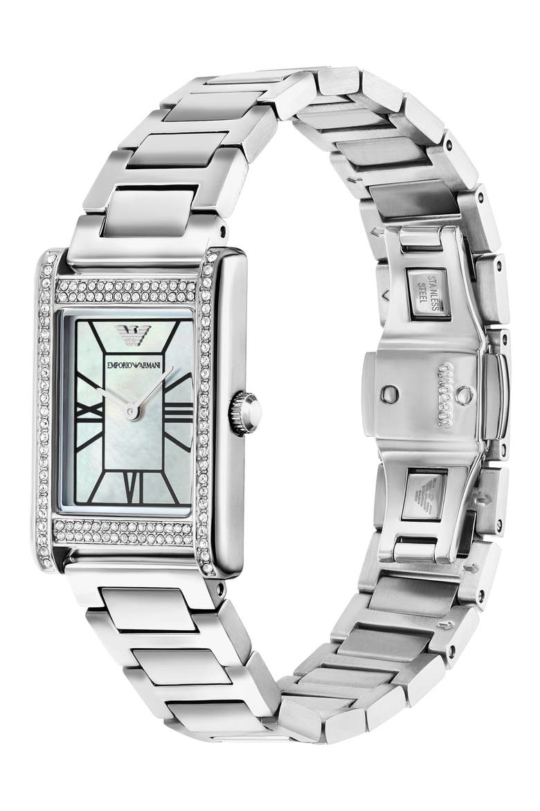 Mother-of-Pearl Bracelet Watch, 32mm, Alternate, color, SILVER