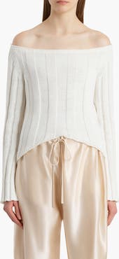 Khaite Sylas Off the Shoulder Rib Sweater