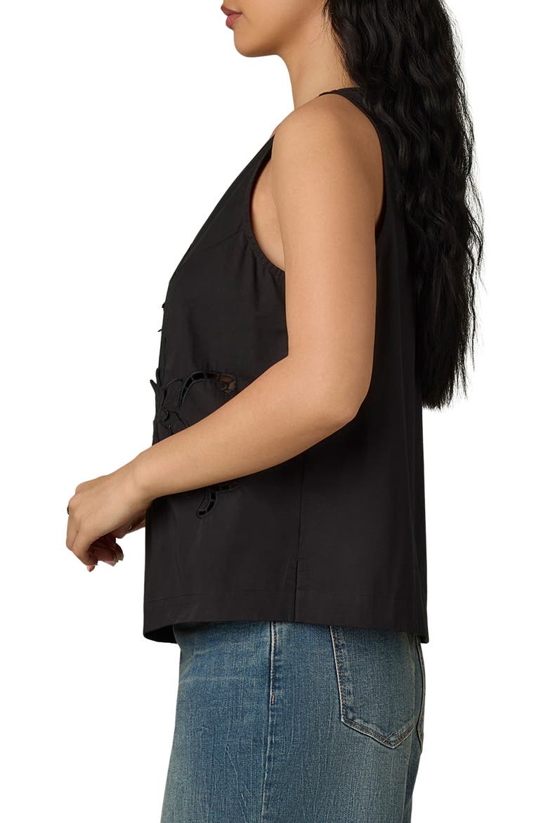 Die Cut Embroidered Sleeveless Top, Alternate, color, BLACK