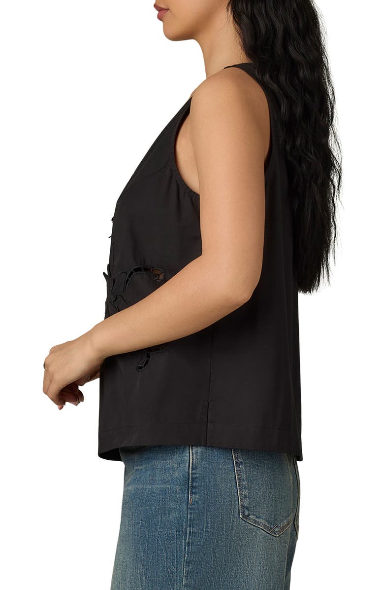 Wit & Wisdom Die Cut Embroidered Sleeveless Top, Alternate, color, Black