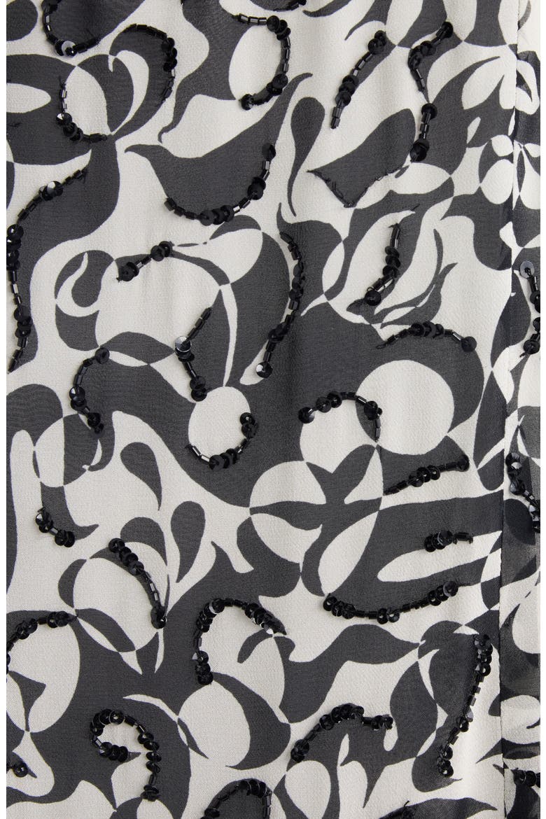 Denya Embellished Dotted Squiggle Print Slipdress, Alternate, color, BLACK
