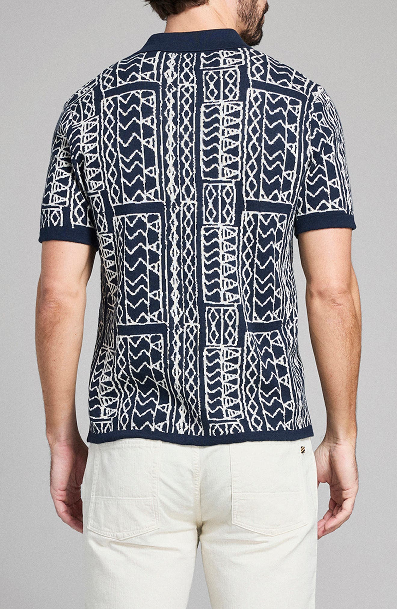 Geo Stitch Cotton Sweater Polo - image 2
