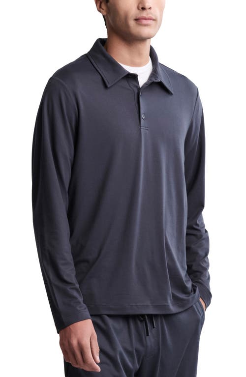 Barefoot Dreams Malibu Collection® Butterchic Long Sleeve Polo In Blue
