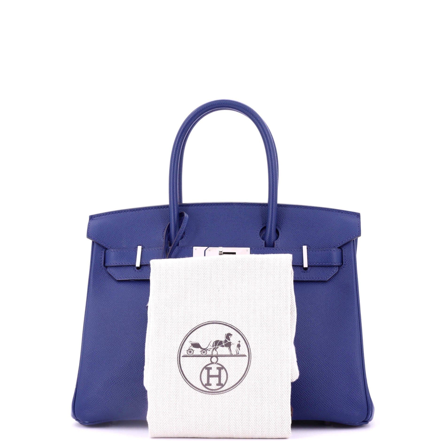 Pre-Owned Hermes Birkin Handbag Blue Epsom with Palladium Hardware 30, Alternate, color, Bleu Electrique