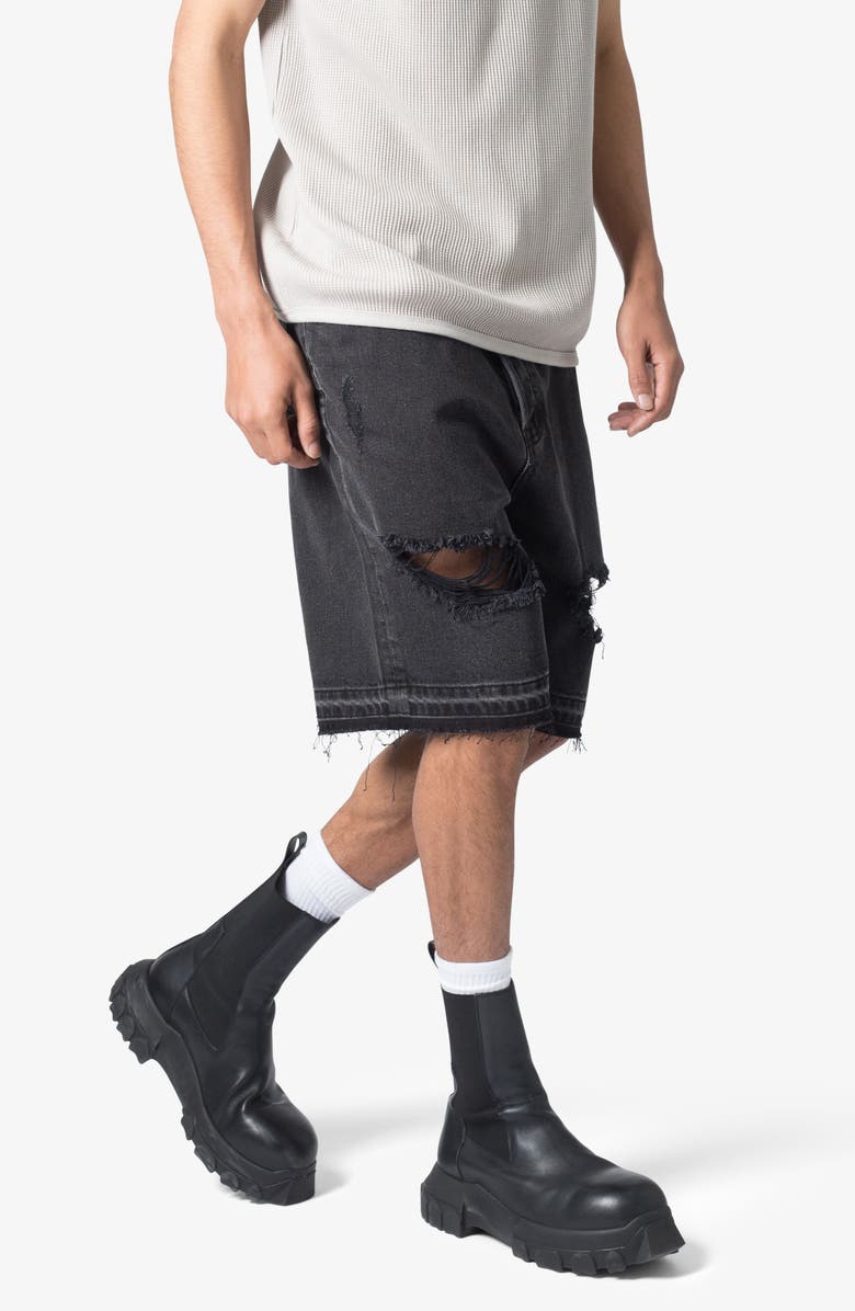 mnml Distressed Nonstretch Denim Shorts, Alternate, color, Black