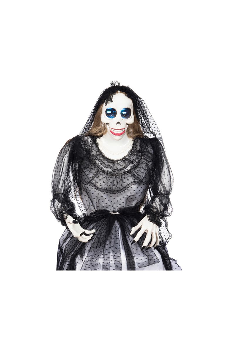 LED Animated Large Spinning Bride Doll Halloween 65.9" Figurine, Alternate, color, Black
