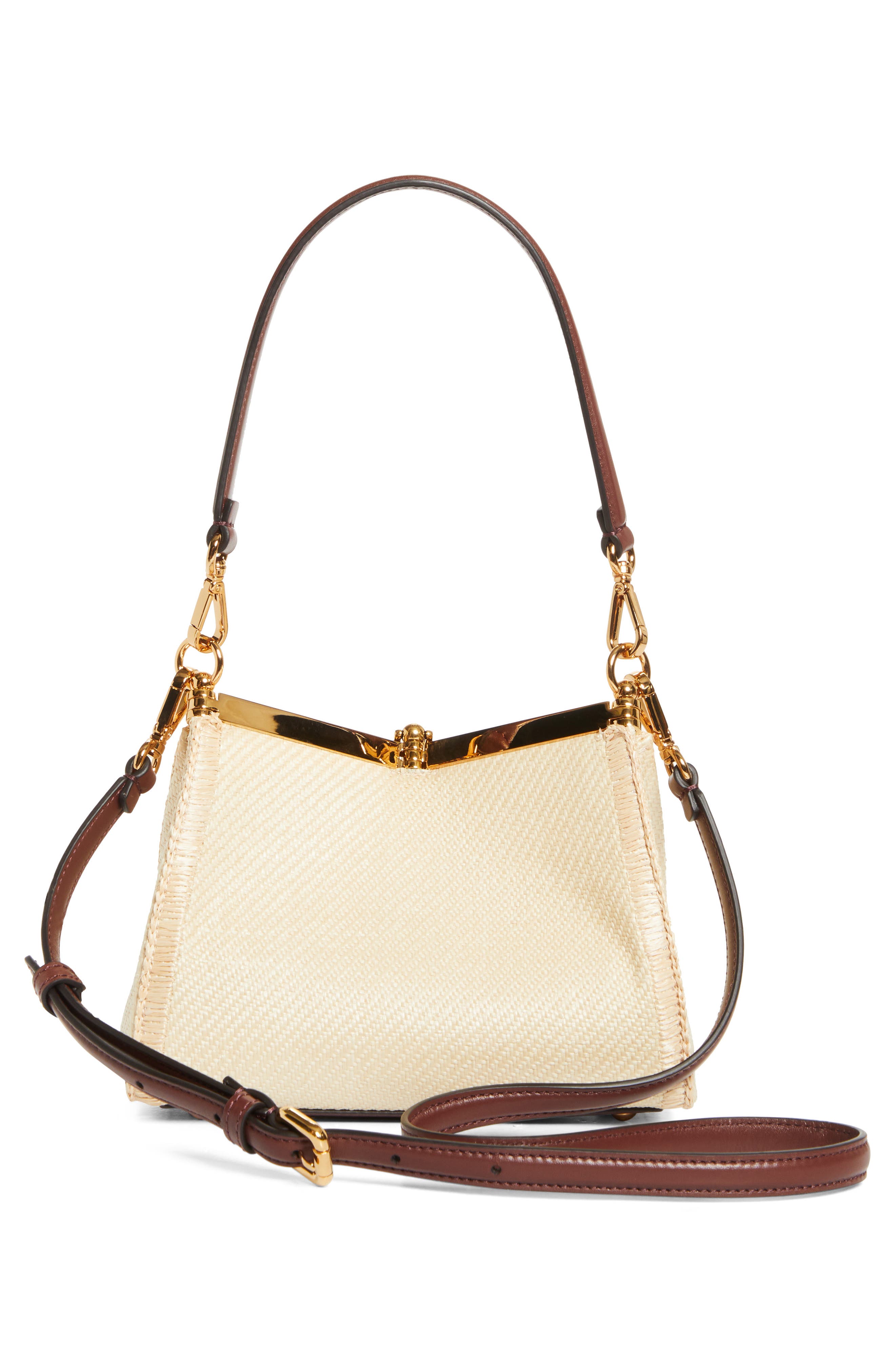 Etro Small Vela Floral Embroidered Raffia Shoulder Bag, Alternate, color, M0121 Beige