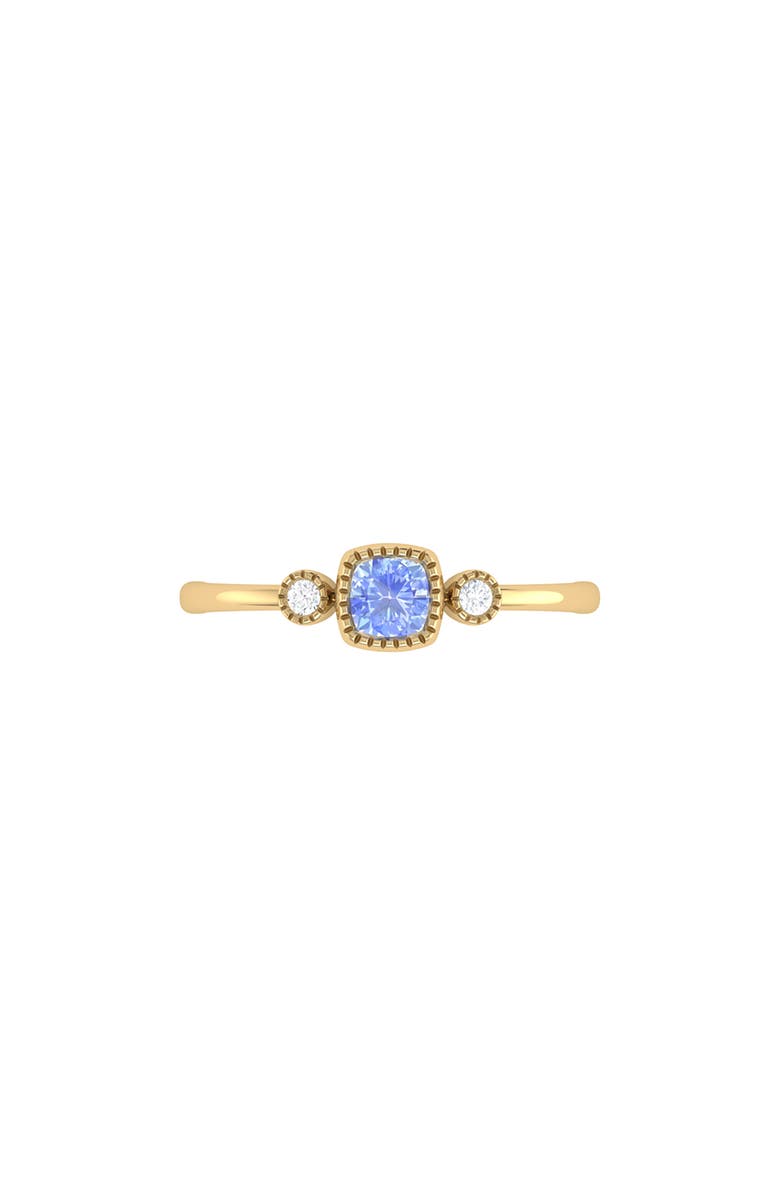 LuvMyJewelry La Vie Cushion Cut Tanzanite & Diamond Accent Ring, Alternate, color, 14K Yellow Gold