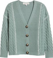 CITY BLUES Whipstitch Cable Cardigan