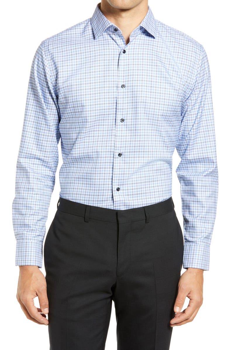 Nordstrom Trim Fit Check Non-Iron Dress Shirt, Main, color, 
