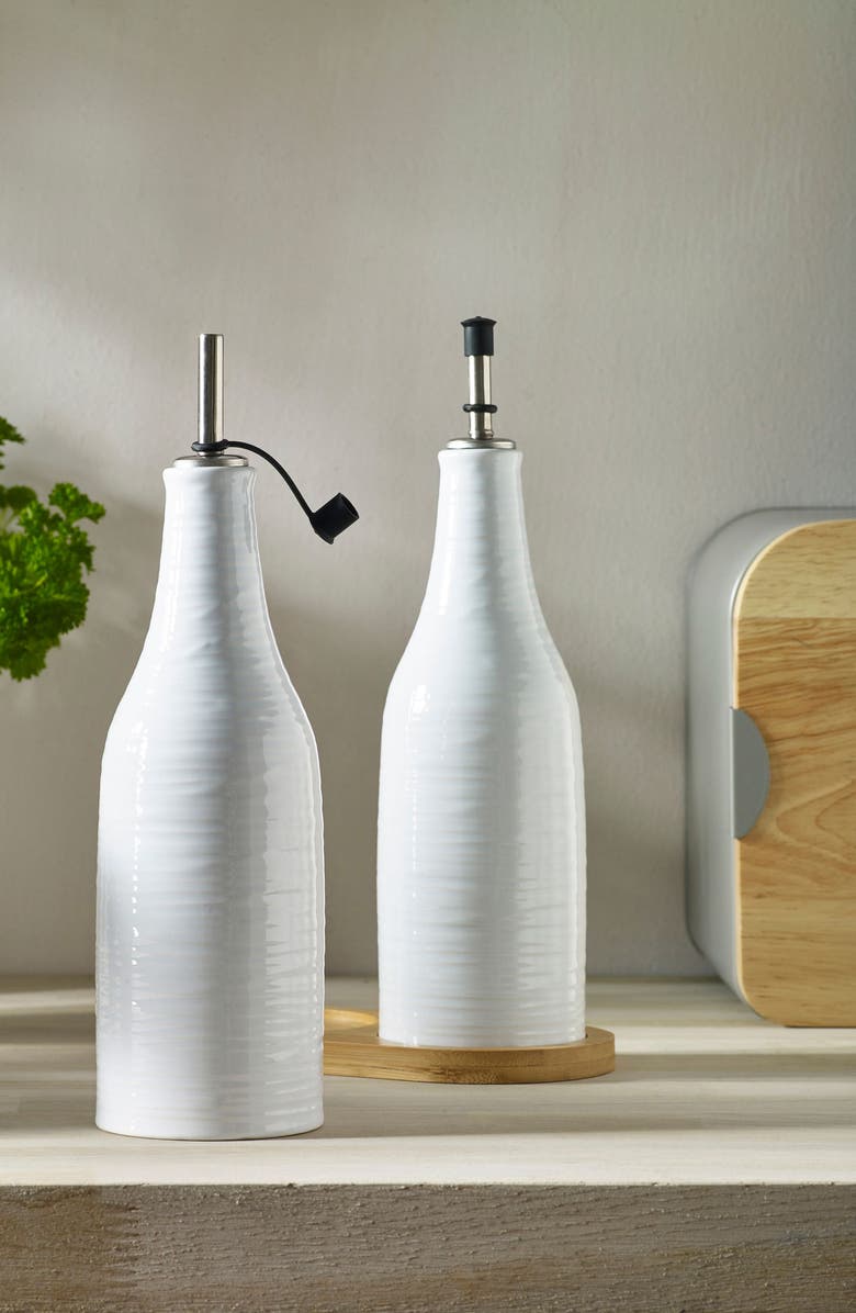 NEXT Malvern Set of 2 Stoneware Bottles with Tray, Alternate, color, White