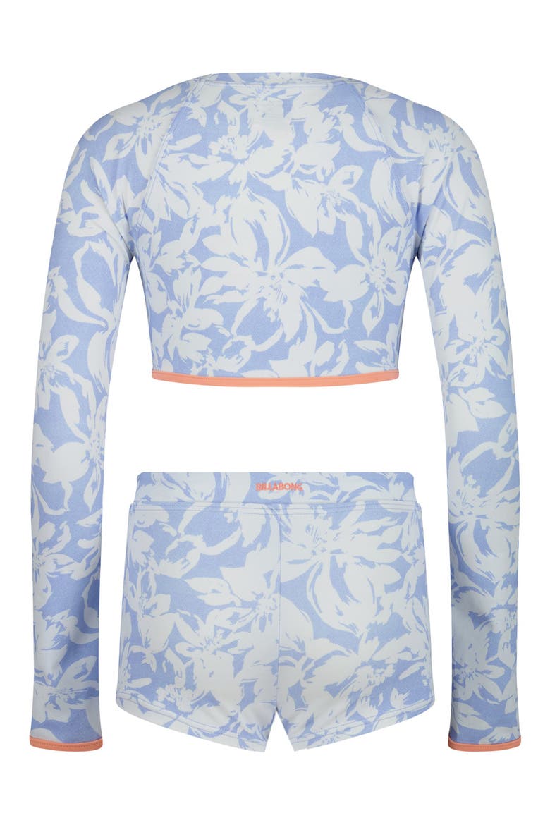Kids' Girls Come On Now Long Sleeve Crop Two-Piece Swimsuit, Alternate, color, LIGHT CHAMBRAY