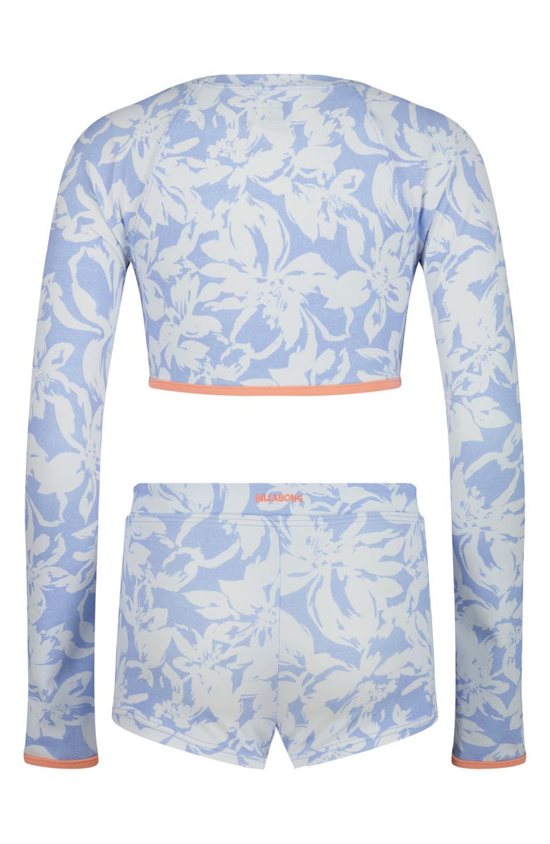 Billabong Kids' Girls Come On Now Long Sleeve Crop Two-Piece Swimsuit, Alternate, color, Light Chambray