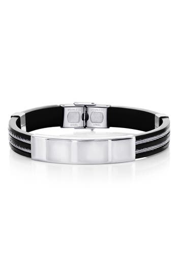 Blackjack Silicone & Stainless Steel Id Bar Bracelet