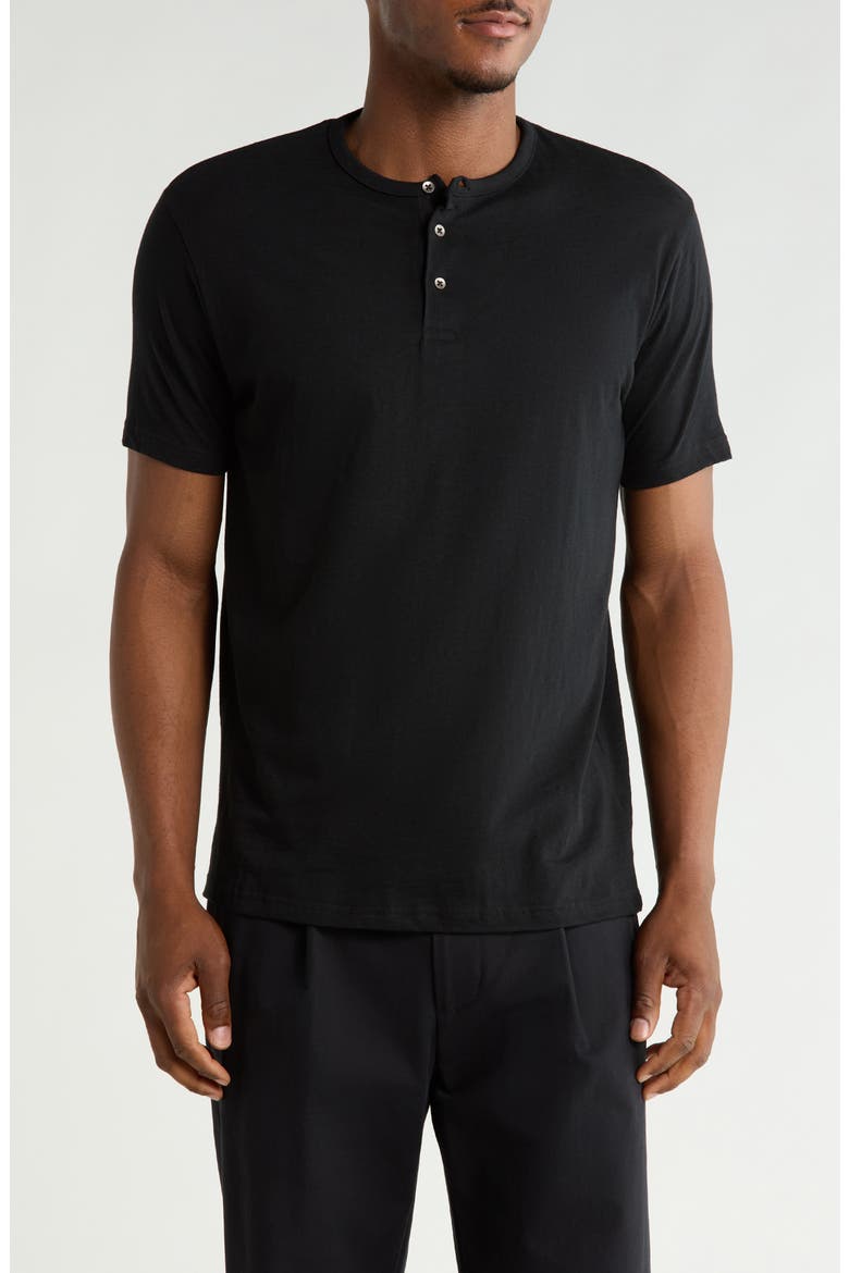 Henley Short Sleeve T-Shirt, Main, color, BLACK