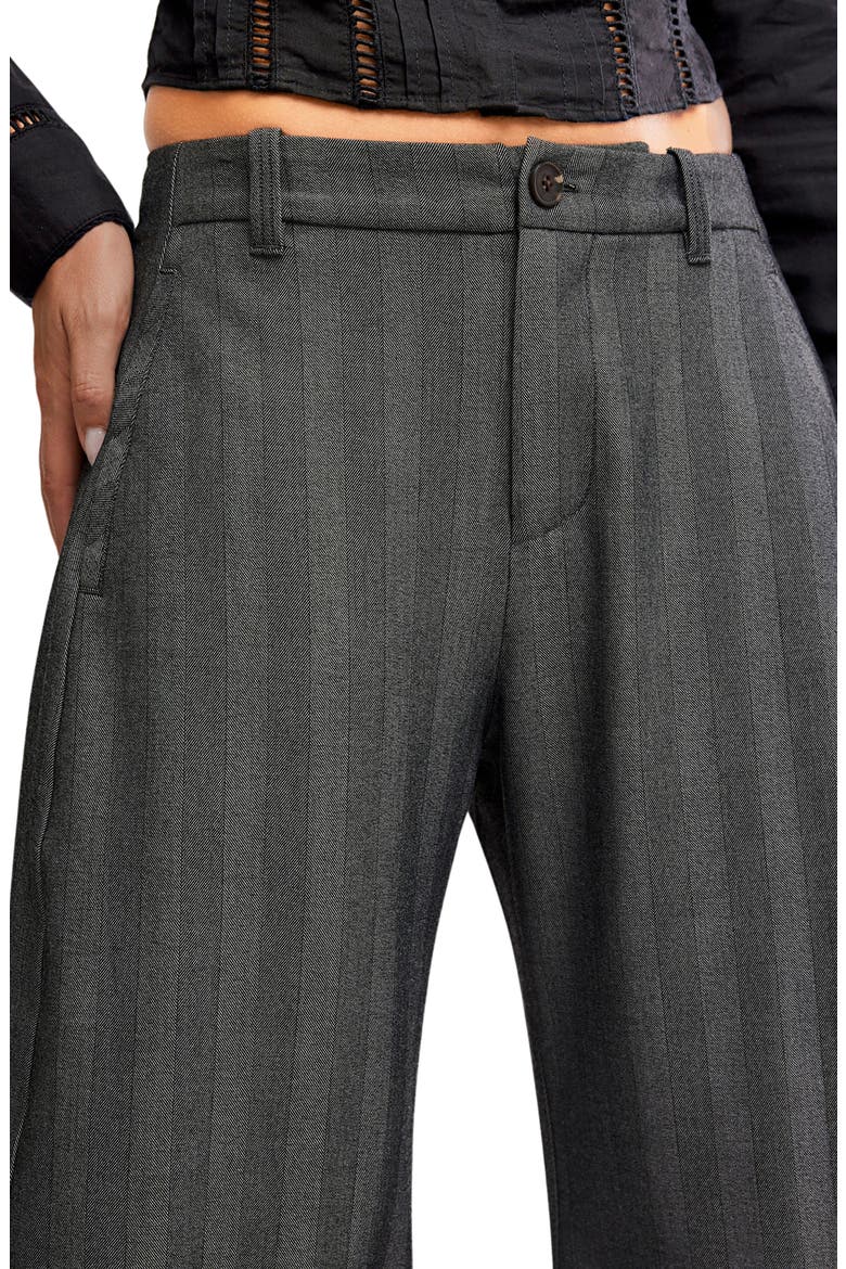 Spotlight Pinstripe Barrel Leg Pants, Alternate, color, GREY COMBO